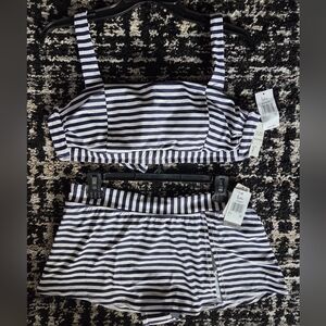 NWT Leilani 2 piece bikini skirt blue white size 12